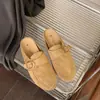 Pantuflas de otoño para mujer sin cordones, nuevo estilo con hebilla, cuero suave, fáciles de poner, estilo retro, 2026 casual