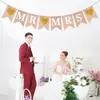 Decoración de Fiesta de Bodas Mrmrs Guirnalda Corazón Dorado Bandera Cola de Golondrina Bandera Colgante