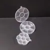 Caja de plástico transparente redonda de PP de 7 compartimentos Caja de almacenamiento de piezas de ferretería de plastilina de juguete Caja de embalaje con cuentas para joyería