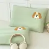 Toalha de algodão lavado tingido no fio 100% algodão Classe A, fronha bordada, design fofo de cachorro de desenho animado, capa de travesseiro 100% algodão, peça única