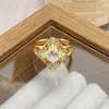 Anillo Abierto Vintage de Flor y Mariposa de Esmalte Multicolor para Mujer, Anillo de Lujo Ligero de Nicho Retro