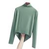 Camiseta Base de Cuello Alto Medio de Modal para Mujer, Camiseta de Manga Larga para Primavera y Verano, Nuevo Top Negro Delgado para Mujer 2026
