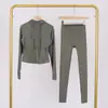 Conjunto de Sudadera con Capucha Corta y Pantalones Cortos Lulu Df, Conjunto de Fitness Yoga Ajustado Elástico con Capucha