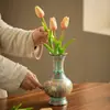 Adornos Cerámicos Hechos a Mano de Jingdezhen Estilo Chino Nuevo Jarrón Decorativo para Sala de Estar Adornos para Juego de Té Juego de Té Estilo Palacio Esmaltado