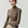 Suéter de Lana Pura Peinada Sin Costuras Lavable a Máquina para Mujer Ajuste Delgado Otoño e Invierno 2025 Nueva Camisa de Punto de Cuello Alto