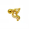 Clavo de acero inoxidable chapado en oro de 18 quilates con circonita para cartílago, joyería de piercing microincrustada, exquisita y compacta