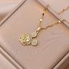 Colar feminino zircônia desenho animado ouro 18K galvanizado moderno luxo leve elegante versátil aço titânio alta qualidade corrente clavícula