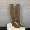 Botas Femininas de Cano Largo para Outono/Inverno 2026 Duas Formas Botas Franzidas Emagrecedoras Botas da Moda Botas de Cano Alto com Salto Agulha Botas Longas Acima do Joelho de Salto Alto