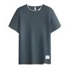 Verano Nuevo Algodón Puro Falso Dos Piezas Casual Versátil Tendencia para Hombre Camiseta de Manga Corta Tops de Media Manga para Hombre Ropa Transpirable para Hombre