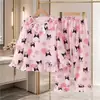 Pijama para niñas, estilo primavera y otoño, manga larga, pantalón largo, estilo princesa con encaje, pijama lindo y dulce, conjunto de ropa para el hogar para niñas pequeñas
