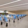 Conjunto de Mesa e Cadeiras para Cantina Escolar, Refeitório de Funcionários, Restaurante de Área de Serviço de Fast Food, Mesa de Jantar Integrada para Quatro Pessoas