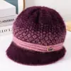 Chapéus de Lã Tricotados Novos para Mulheres de Meia-Idade e Idosas Outono e Inverno, Chapéus Quentes com Forro de Fleece para Proteger as Orelhas Femininas, Chapéus para Mãe e Avó