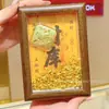 Adorno de Marco de Fotos de Tesoro de la Fortuna de Oro Puro 999, Acumulación de Riqueza Dorada, Exhibición de Posición Atractora de Fortuna y Riqueza en la Sala de Estar, Regalo de Año Nuevo