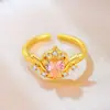 "Alas Divinas" Anillo Rosa de Corazón para Niña Hermosa, Estilo Ins Lujo Ligero Nicho Gama Alta Versátil