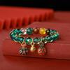 Templo Estilo Nacional Multicolor Lámina de Oro Gris Fragante Esmaltado Dorado Familia de Bestias Devoradoras de Oro Pulseras de los Cinco Dioses de la Riqueza para Mujeres