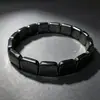 Pulsera Minimalista Europea y Americana Transfronteriza de Hematita y Piedra Negra para Hombres, Pulsera Elástica Cuadrada Más Vendida en Amazon