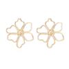 Aretes de Flor Dorada Simples Europeos y Americanos Combinan con Todo Diseño Personalizado Sentido Celebridad de Internet Fotografía Callejera Aleación Chapada en Oro Flor Aretes Grandes