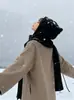 Balaclava Transfronteiriça Feminina Chapéu Cachecol de Lã Quente de Inverno Peça Única com Capuz Protetor de Ombro Cachecol de Pescoço Chapéu de Tricô
