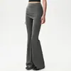 Traje Deportivo para Mujer Pilates Ropa de Entrenamiento de Manga Larga Levantamiento de Glúteos Falda Pantalón de Yoga Micro Acampanado Cubre Glúteos Pantalones de Fitness Pantalones Tiburón Otoño