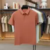 Camiseta polo de manga corta sin costuras de seda helada más vendida para hombre, color liso de verano, cuello camisero, transpirable, absorbente de sudor