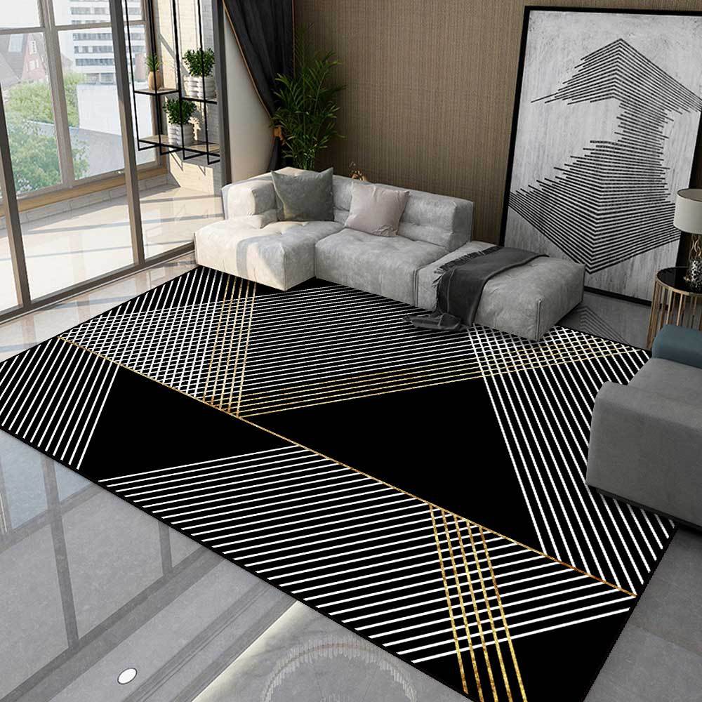 地毯-线条拼接-黑白金-B
