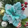 Flores Decorativas de Natal Transfronteiriças Adequadas para Guirlandas de Cipó e Decorações de Árvore de Natal, Podem Ser Equipadas com Hastes de Flor com Clipe, em Estoque do Fabricante