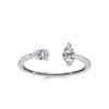 S925 Sterling Silver Requintado Novo Geométrico Irregular Duplo Zircon Pull-out Anel de Corrente Sentido Avançado Empilhado Vestindo Estilo