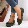 Zapatos planos casuales de una sola capa de talla grande de comercio exterior para mujer, nuevos zapatos de gamuza con lazo y punta redonda, 2022