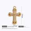 Pingente de Cruz de Aço Inoxidável Elegante e Exquisito para Pressão de Óleo Banhado a Ouro Colar DIY Feito à Mão Acessórios de Joalheria para Pulseira