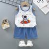 Chaleco de algodón para niños, traje de verano para niños y niñas, pantalones cortos, ropa de verano, ropa de bebé, ropa infantil al por mayor, 2024