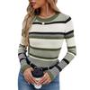 X7036 Amazon Primavera e Outono Temperamento Tricô Transfronteiriço Novo Top Feminino com Fio Listrado em Contraste Suéter da Moda