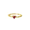 Anillo de plata de ley 925 bañado, moderno, estilo japonés, forma de corazón, piedra roja, para niñas, anillo de corazón abierto simple, elegante y fresco