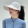 Sombrero de ala grande para protección solar para mujer, Gorra de béisbol de verano para exteriores, Gorra con visera, Sombrero de copa abierta que se puede atar en una coleta, Sombrero para el sol
