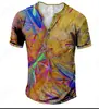 Europa y Estados Unidos transfronterizos súper ventas nueva playera de botones 7 con abertura frontal impresión digital 3D para hombre callejera de manga larga top deportivo