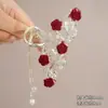 Pinza para el pelo de rosa roja para mujer 2024 Año Nuevo Pinza para el pelo de estilo antiguo de alta gama para la parte posterior de la cabeza Pinza de tiburón para novia Accesorios para el cabello