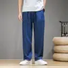 Calças de linho calças masculinas de algodão e linho Verão Calças casuais masculinas primavera e outono Calças largas largas Calças Retas Calças Esportivas Masculinas
