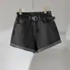 Verão 2021 Novos Shorts Jeans Femininos Cintura Alta Soltos Emagrecedores Barra Dobrada Linha A Estilo Coreano Perna Larga Hot Pants ins Tendência