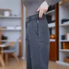 Pantalones de trabajo de verano finos estilo bolsillo con cremallera para hombre, pantalones casuales de pierna recta, pantalones de vestir versátiles de corte holgado para hombre
