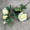 Rosa de 4 cabezas simulada Boda Hotel Decoración del hogar Arreglo floral Disposición de la sala de bodas Flor de seda Venta al por mayor de flores falsas transfronterizas