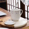 Taza de cerámica para hotel, regalo para el hogar, taza de té para reuniones de oficina con tapa, taza con logotipo
