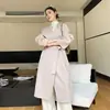 Casaco de Tweed Dupla Face Feminino Comprimento Médio Outono e Inverno 2024 Casaco de Lã com Sensação de Tweed Dupla Face cáqui camelo