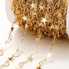 Corrente de ouro banhada a cobre 18k que não desbota, estrela de cinco pontas, lua, corrente solta, pulseira faça você mesmo, colar, corrente de cauda, acessórios caseiros