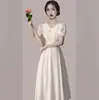 Vestido de Novia 2026 que se Puede Usar Casual, Elegante Vestido Simple de Manga Corta de Longitud Media Línea A para Novias y Fiestas
