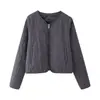 Venta al por mayor transfronteriza Otoño e Invierno 2025 Nueva Chaqueta de Algodón Acolchada de Rombo con Cuello Redondo de Moda Callejera Europea y Americana para Mujer