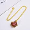 Venta caliente de comercio exterior, cristal natural, piedra original, bolsa de red, metal, bambú, collar, colgante tejido, cadena ajustable, colgante, joyería