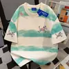 Camiseta Corta de Manga Corta con Estampado de Cebra Estilo Americano para Pareja para Mujer, Top de Algodón Puro Tie-Dye Estilo Campus para Hombre Primavera/Verano 2026