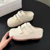 2026 Aumento de Altura Interior 6cm Birkenstock Zapatos Semiabiertos Velcro Punta del Pie Mocasines Retro Persona Perezosa Ropa de Exterior Bo