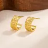 Nuevos Pendientes de Aro en C con Diseño de Nicho, Lujo Accesible Elegante, Versátiles Pendientes Plegados con Patrón de Ola de Lava, Pendientes Europeos y Americanos para Mujer