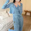 Pijama con Almohadillas para el Pecho para Mujer, Conjunto de Tres Piezas de Tirantes de Dibujos Animados Dulces, Cárdigan y Pantalones Largos para Primavera y Verano, Ropa de Casa que se Puede Usar Afuera