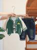 Traje de uniforme de béisbol de primavera y otoño para niños 2024 nuevo bebé otoño manga larga conjunto de tres piezas 1-3 años 5 ropa de bebé